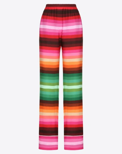 Valentino Bayadère Crepe De Chine Pajama Pants In Multicolored