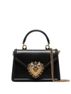 Dolce & Gabbana Small Black Devotion Top Handle Bag In Calf Leather Woman