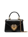Dolce & Gabbana Small Devotion Molurus Python Skin Top Handle Bag In Black