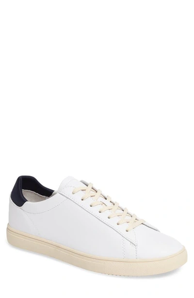Clae Bradley Sneaker In White Leather Navy Neoprene