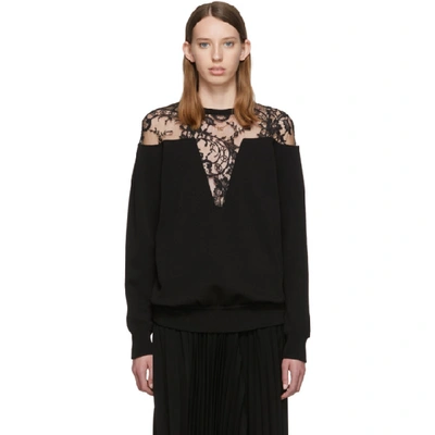 Givenchy Lace-trimmed Crêpe Sweatshirt In Black