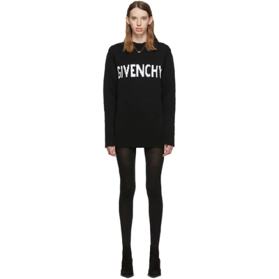 Givenchy Intarsia Logo Cotton Knit Sweater In Black