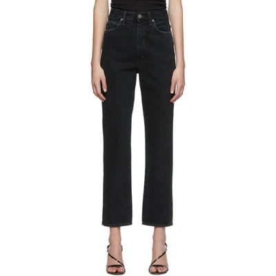 Agolde Pinch Waist Cropped High-rise Flared Jeans In Black