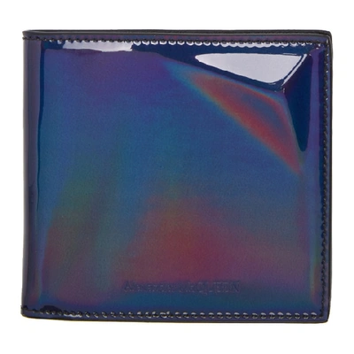 Alexander Mcqueen Iridescent Leather Bifold Wallet In Black