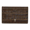 ALEXANDER MCQUEEN ALEXANDER MCQUEEN BROWN CROC SKULL CARD HOLDER