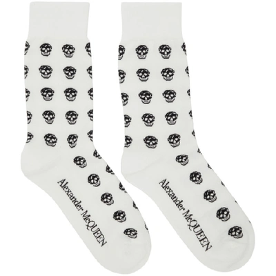 Alexander Mcqueen White And Black Socks With Iconic Skull