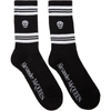 ALEXANDER MCQUEEN ALEXANDER MCQUEEN BLACK AND WHITE GLITTERED STRIPE SKULL SPORT SOCKS