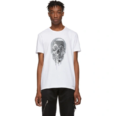 Alexander Mcqueen Metallic Skull Print T-shirt - 白色 In White