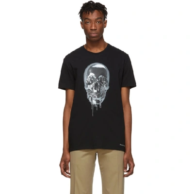 Alexander Mcqueen Men's Melting Metal Skull Graphic Short-sleeve T-shirt In Black