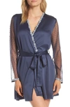Flora Nikrooz Showstopper Charmeuse Cover-up Robe In Navy