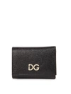 DOLCE & GABBANA BLACK LEATHER WALLET WITH LOGO IN DIAMONDS,10955050