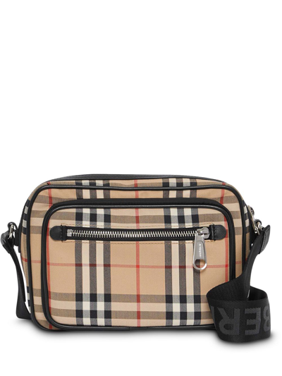 Burberry Vintage Check And Leather Crossbody Bag In Nude & Neutrals
