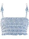 TORY BURCH TORY BURCH KEEPSAKE SMOCKED CROP TOP - BLUE