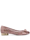 FERRAGAMO SALVATORE FERRAGAMO GLITTER BALLERINA SHOES - 金色