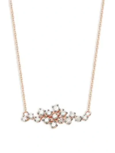 Suzanne Kalan 18k Rose Gold Diamond Cluster Pendant Necklace