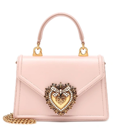 Dolce & Gabbana Devotion Small Leather Shoulder Bag In Pink