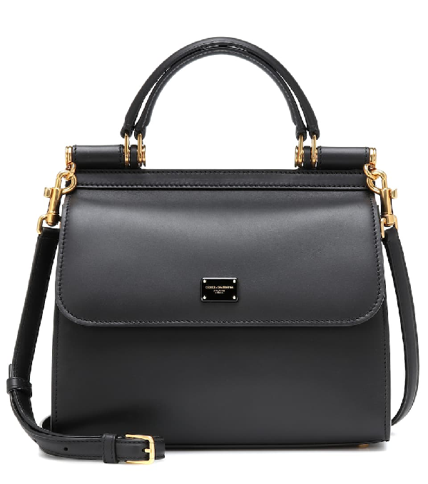 Dolce & Gabbana Sicily 58 Leather And Suede Small Bag In Black | ModeSens