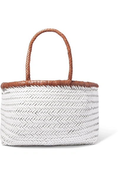 Dragon Diffusion Bamboo Triple Jump Woven Leather Tote In White