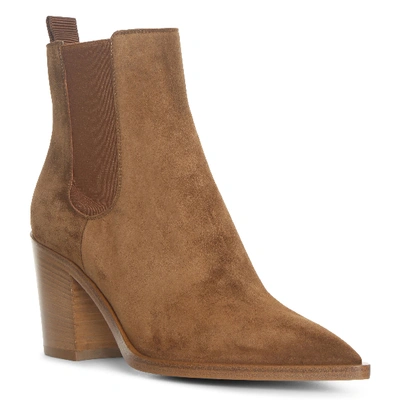 Gianvito Rossi Romney Tan Suede Ankle Boots In Brown