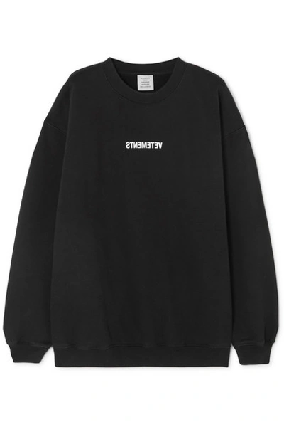 Vetements Printed Cotton-jersey Sweatshirt In Black