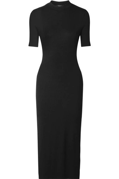 Twenty Montreal Mackay Ribbed Stretch-jersey Midi Dress In Black