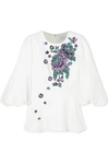 ANDREW GN EMBELLISHED WOVEN PEPLUM BLOUSE