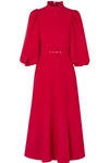 ANDREW GN BELTED CREPE MIDI DRESS
