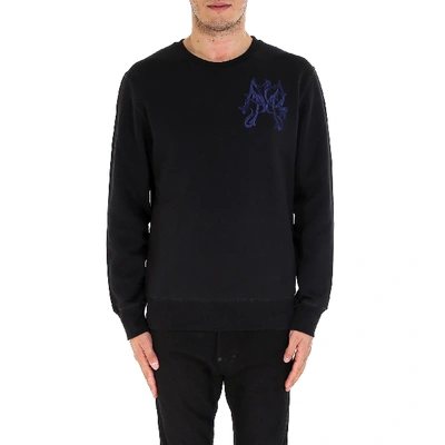 Alexander Mcqueen Logo-embroidered Cotton Sweatshirt In Black
