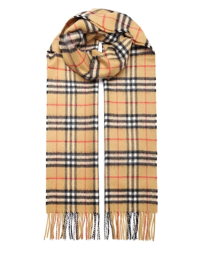 Burberry Classic Vintage-check Reversible Cashmere Scarf In Dark Yellow