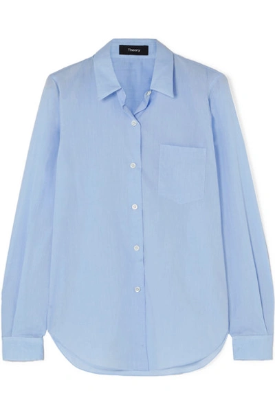 Theory Perfect Cotton Shirt In Light Blue