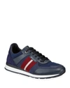 Bally Men's Aseo Multicolor Trainspotting-stripe Sneakers In Navy