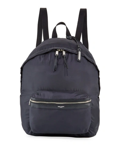 Saint Laurent Men's City Belt Bag/fold-up Backpack In Black