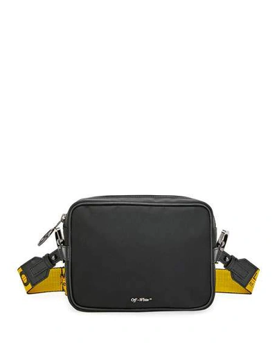 Off-white Men's Web-strap Rectangle Crossbody Bag In Black