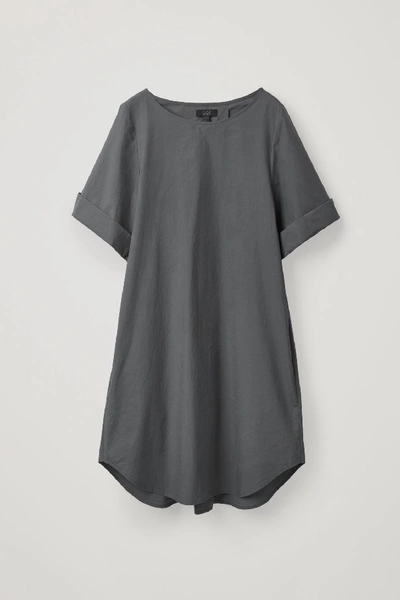 Cos Lightweight-cotton A-line Dress In Grey