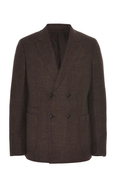 Ermenegildo Zegna Double-breasted Wool Blazer In Brown