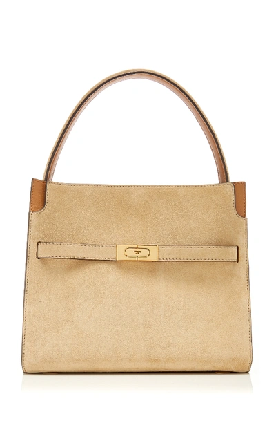 Tory Burch Lee Radziwill Small Leather Double Bag In Neutral