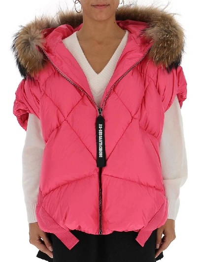 As65 Padded Fur Trimmed Short In Pink