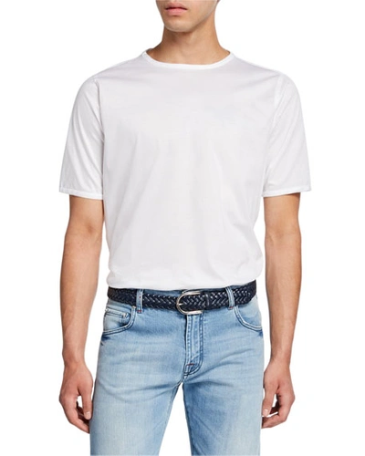 Kiton Men's Short-sleeve Crewneck Cotton T-shirt In White