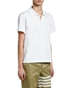 Thom Browne Tricolour Back Stripe Cotton Polo Shirt In White