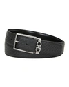 FERRAGAMO MEN'S GANCINI-EMBOSSED LEATHER BELT,PROD220740656