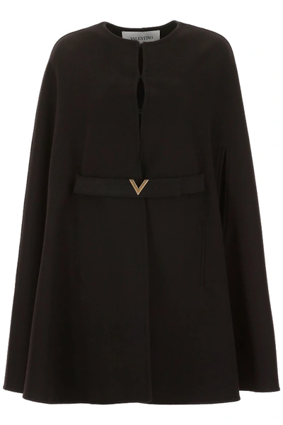 Valentino V Gold Cape In Black