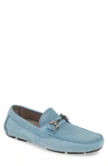 Ferragamo Parigi Gancini Suede Driver Moccasins In Shadow Blue