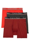 Calvin Klein 3-pack Comfort Microfiber Boxer Briefs In Ribbon/ Charcoal Heather