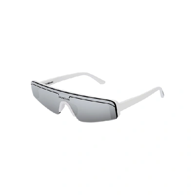 Balenciaga Men's Ski-style Mirrored Sunglasses In White