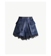 SELF-PORTRAIT HIGH-RISE LACE-TRIMMED CREPE SHORTS