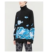 VALENTINO FISH-EMBROIDERED WOOL AND CASHMERE-BLEND JUMPER