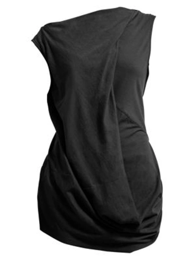 Rick Owens Women's Ellipse Draped Cotton Tee In Black