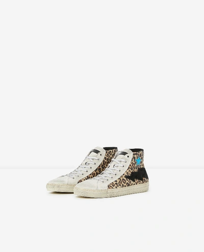 The Kooples Printed High-top Leather Trainers With Stars In Leo