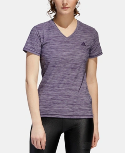 Adidas Originals Adidas Climalite V-neck T-shirt In Legend Purple