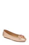 Michael Michael Kors Lillie Logo Ballet Flat In Rose Gold Tumbled Leather
